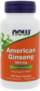 Женьшень американский, American Ginseng, Now Foods, 500 мг, 100 вегетарианских капсул