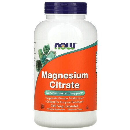 Магній цитрат, Magnesium Citrate, Now Foods, 240 рослинних капсул