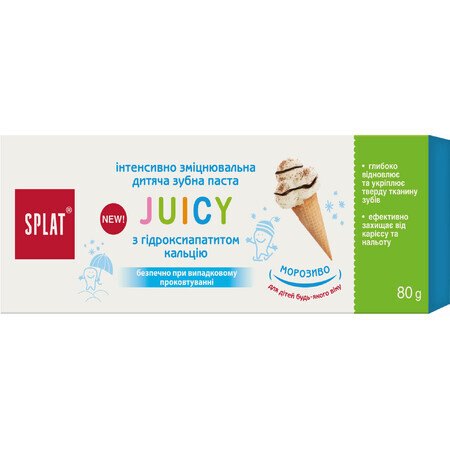 Зубна паста Splat Juicy Ice-Cream дитяча зміцнююча з гідроксиапатитом Морозиво 80 г 