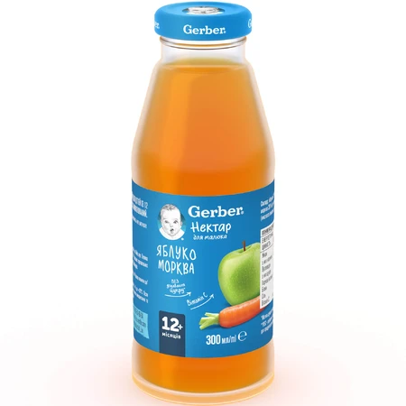 Нектар детский Gerber яблочно-морковный с 12 месяцев 300 мл: цены и характеристики