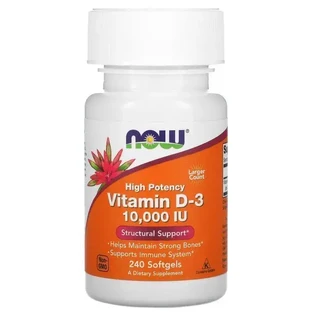 Now Foods Vitamin D3 Вітамін D3 250 мкг 10 000 МО 240 капсул