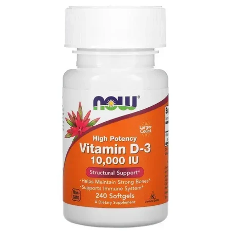Now Foods Vitamin D3 Вітамін D3 250 мкг 10 000 МО 240 капсул: ціни та характеристики