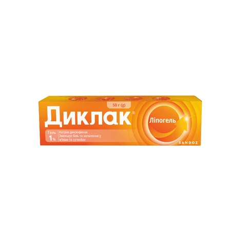 Диклак ліпогель гель 1 % туба 50 г: ціни та характеристики