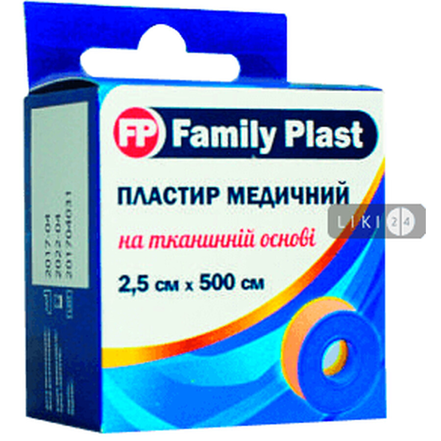 Пластырь медицинский Family Plast на тканевой основе 2,5 см х 500 см: цены и характеристики