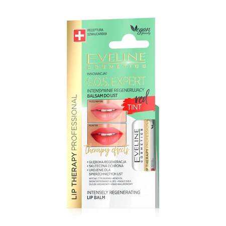 Бальзам для губ Eveline Cosmetics Lip Therapy Professional S.O.S. Expert Lip Balm Red Tint регенерувальний, 4.5 г: ціни та характеристики