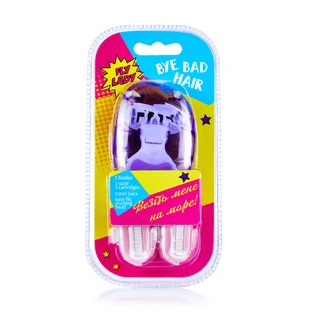 Бритва-гібрид для гоління BYE BAD HAIR Fly Lady з 5 лезами, з 3 змінними картриджами, жіноча