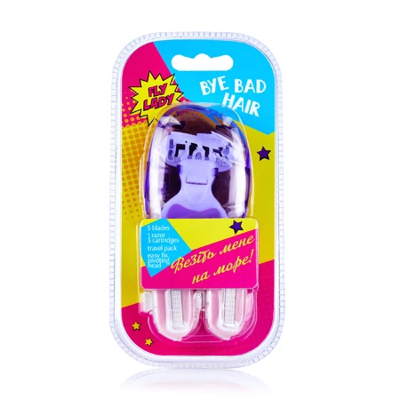 Бритва-гібрид для гоління BYE BAD HAIR Fly Lady з 5 лезами, з 3 змінними картриджами, жіноча: ціни та характеристики