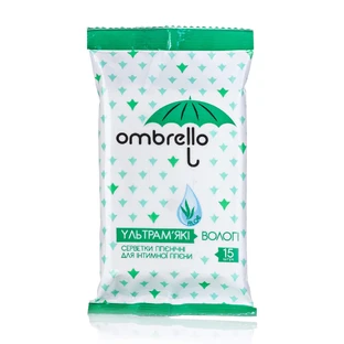 Влажные салфетки для интимной гигиены Ombrello из алоэ, 15 шт.