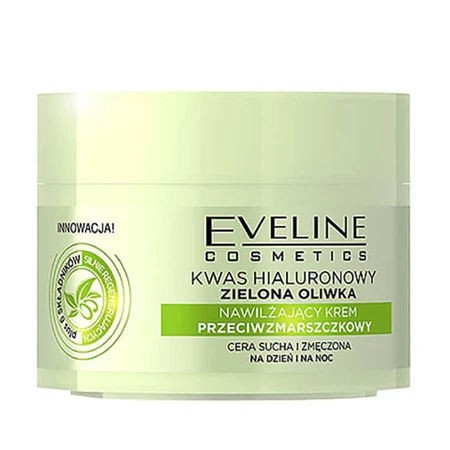 Крем для обличчя Eveline Cosmetics Гіалуронова кислота & Зелена Олива, проти зморщок, для сухої і втомленої шкіри, 50 мл: ціни та характеристики