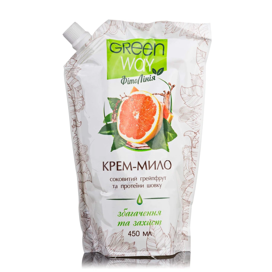Крем-мыло жидкое Green Way ФитоЛиния с нежным кремом экстракт грейпфрута и протеина шелка запаска 450мл: цены и характеристики