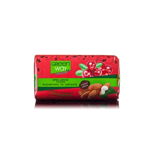 Крем-мило тверде Green Way ФітоЛінія Журавлина та Мигдаль, 90 г