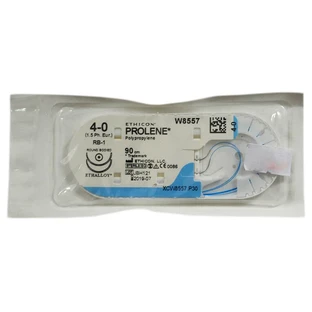 Prolene 4/0, син. 90 см, +2 иглы 16 мм колющие 1/2