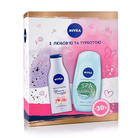 Подарунковий набір жіночий NIVEA Квіткова ніжність 2020 (молочко для тіла, 200 мл + гель для душу, 250 мл): ціни та характеристики