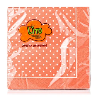 Салфетка декоративная Lito декор 2 33*33 3-слойная Горох коралловый 18 шт