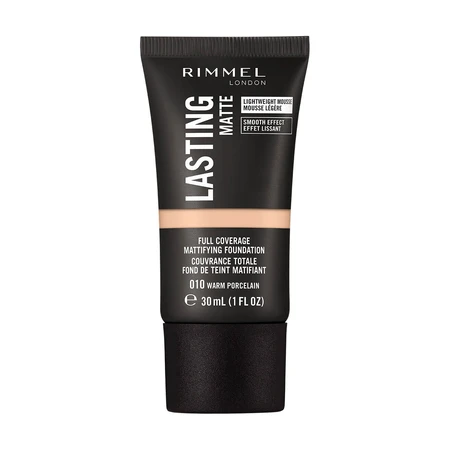 Стійка матова тональна основа для обличчя Rimmel Lasting Matte Foundation 010 Warm Porcelain, 30 мл: ціни та характеристики