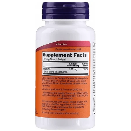 Вітамін Е, Vitamin E-400, Now Foods, зі змішаними токоферолами, 268 мг (400 МО), 100 гелевих капсул: ціни та характеристики