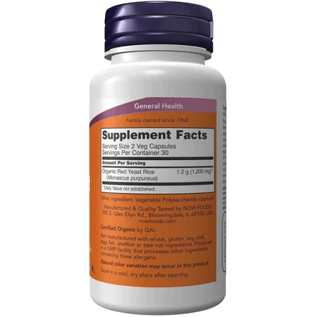 Красный дрожжевой рис Now Foods Red Yeast Rice 600 мг, 60 вегетарианских капсул: цены и характеристики
