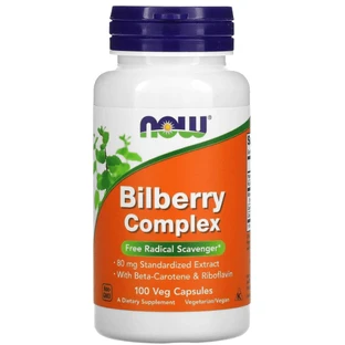 Чорниця Now Foods Bilberry Complex комплекс для зору, 100 вегетаріанських капсул