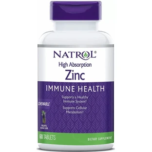 Цинк Natrol High Absorption Zinc с высокой степенью поглощения, натуральный ананасовый вкус, 60 жевательных таблеток