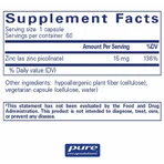 Цинк Pure Encapsulations Zinc, 15 мг, 60 капсул: цены и характеристики