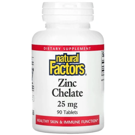 Хелатний цинк Natural Factors Zinc Chelate 25 мг, 90 таблеток: цены и характеристики