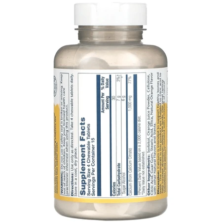 Цитрат кальцію Solaray Calcium Citrate 1000 мг, смак апельсину, 60 жувальних таблеток: цены и характеристики
