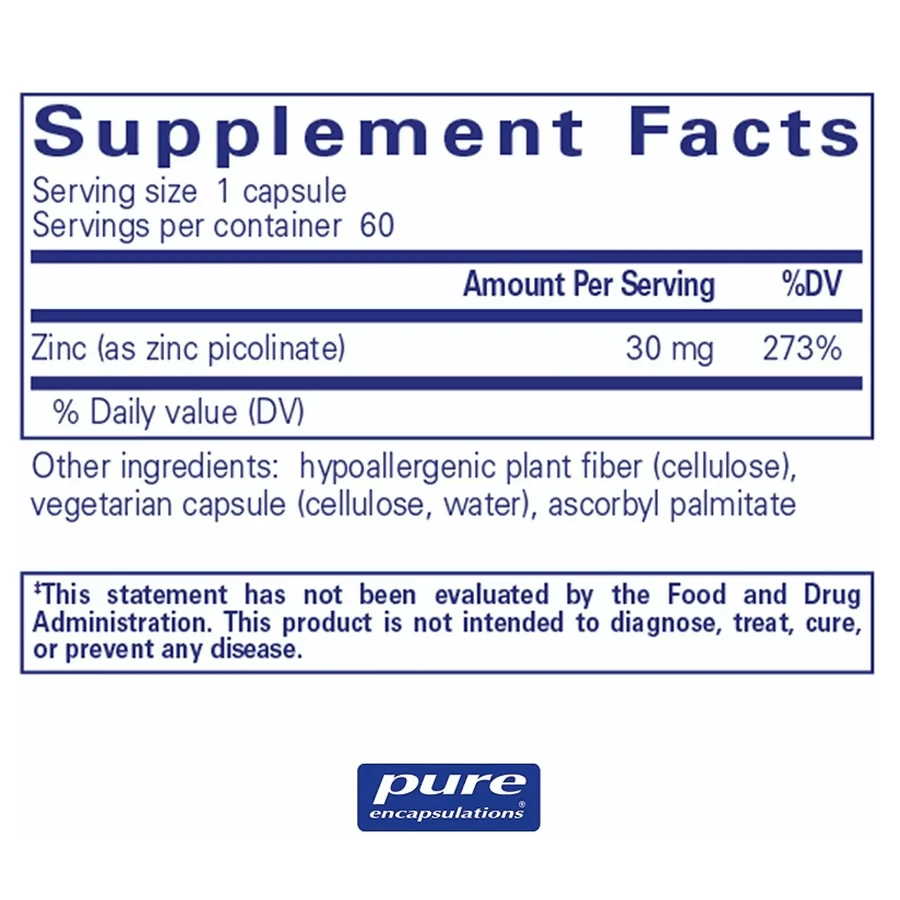 Цинк Pure Encapsulations Zinc 30 мг, 60 капсул: ціни та характеристики
