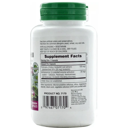Форсколин Natures Plus Herbal Actives Coleus Forskohlii 125 мг, 60 капсул: цены и характеристики