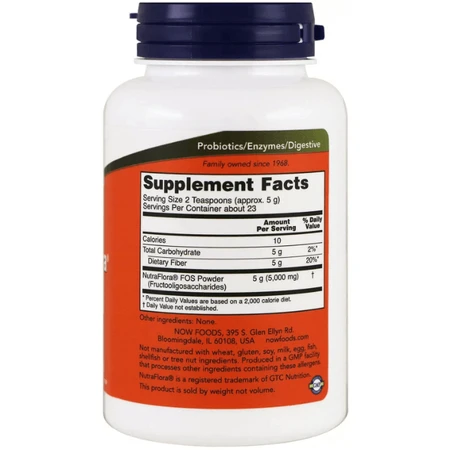 Фруктоолигосахариды Now Foods NutraFlora FOS, чистый порошок, 113 г: цены и характеристики