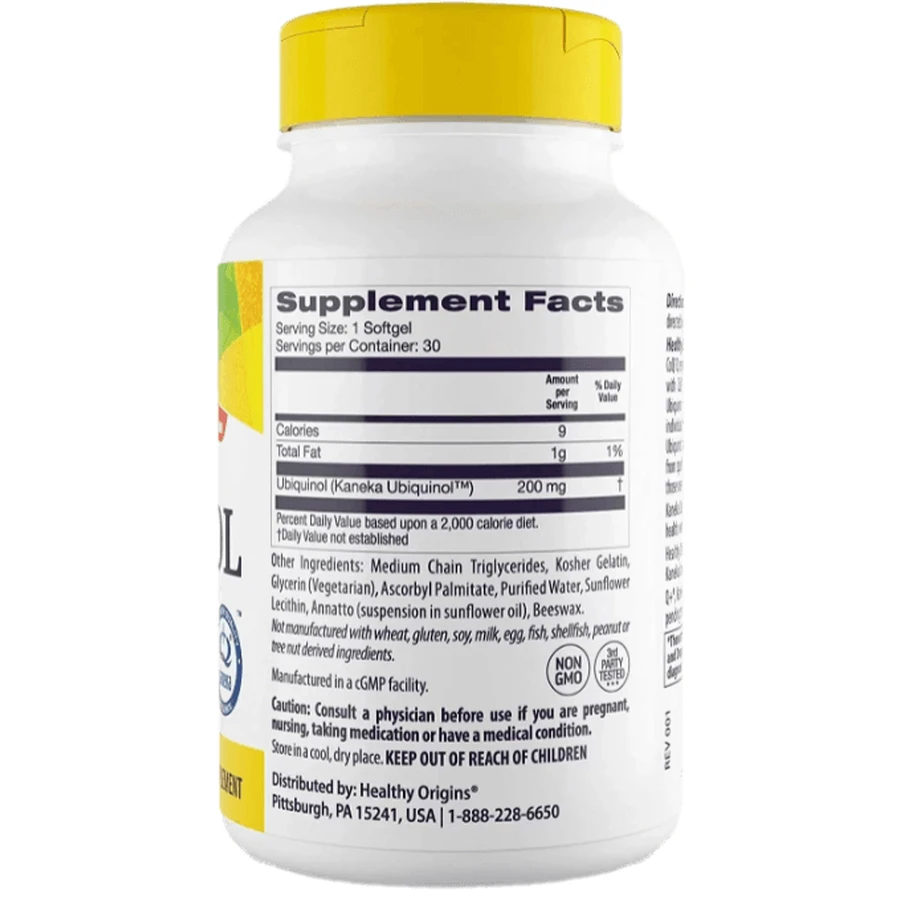 Убихинол CoQ10 Healthy Origins Ubiquinol 200 мг, 30 гелевых капсул: цены и характеристики
