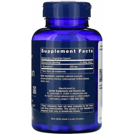 Триптофан Life Extension L-Tryptophan 500 мг, 90 капсул: ціни та характеристики
