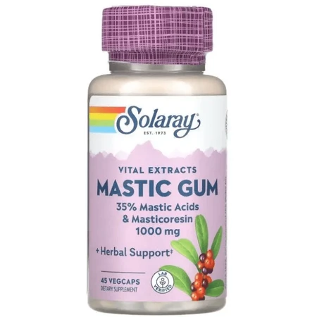 Экстракт смолы мастикового дерева,Solaray Mastic Gum, 1000 мг, 45 вегетарианских капсул (500 мг на капсулу): цены и характеристики
