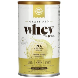Сироватковий протеїн Solgar Grass Fed Whey To Go, порошок, смак ванілі, 338 г