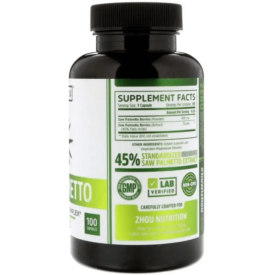 Со Пальметто здоровье простаты Zhou Nutrition Saw Palmetto, 100 капсул: цены и характеристики