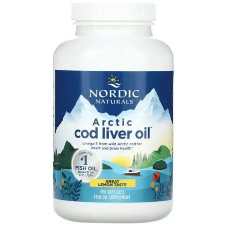 Рыбий жир из печени трески Nordic Naturals Cod Liver Oil 1000 мг, лимон, арктический, 180 капсул: цены и характеристики
