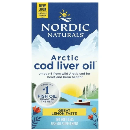 Рыбий жир из печени трески Nordic Naturals Cod Liver Oil 1000 мг, лимон, арктический, 180 капсул: цены и характеристики