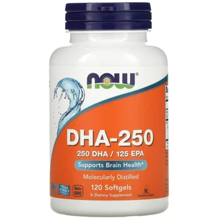 Докозагексаеновая кислота (ДГК) Now Foods DHA-250, 120 гелевых капсул