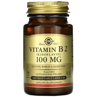 Рибофлавин (витамин В2) Solgar Vitamin B2 100 мг, 100 вегетарианских капсул