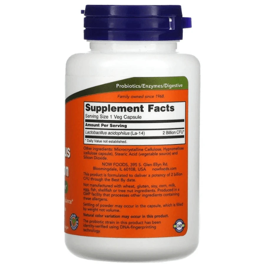 Пробіотик Now Foods Acidophilus 2 млрд, 100 рослинних капсул: ціни та характеристики