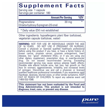 Прегненолон Pure Encapsulations Pregnenolone 30 мг , 180 капсул: цены и характеристики