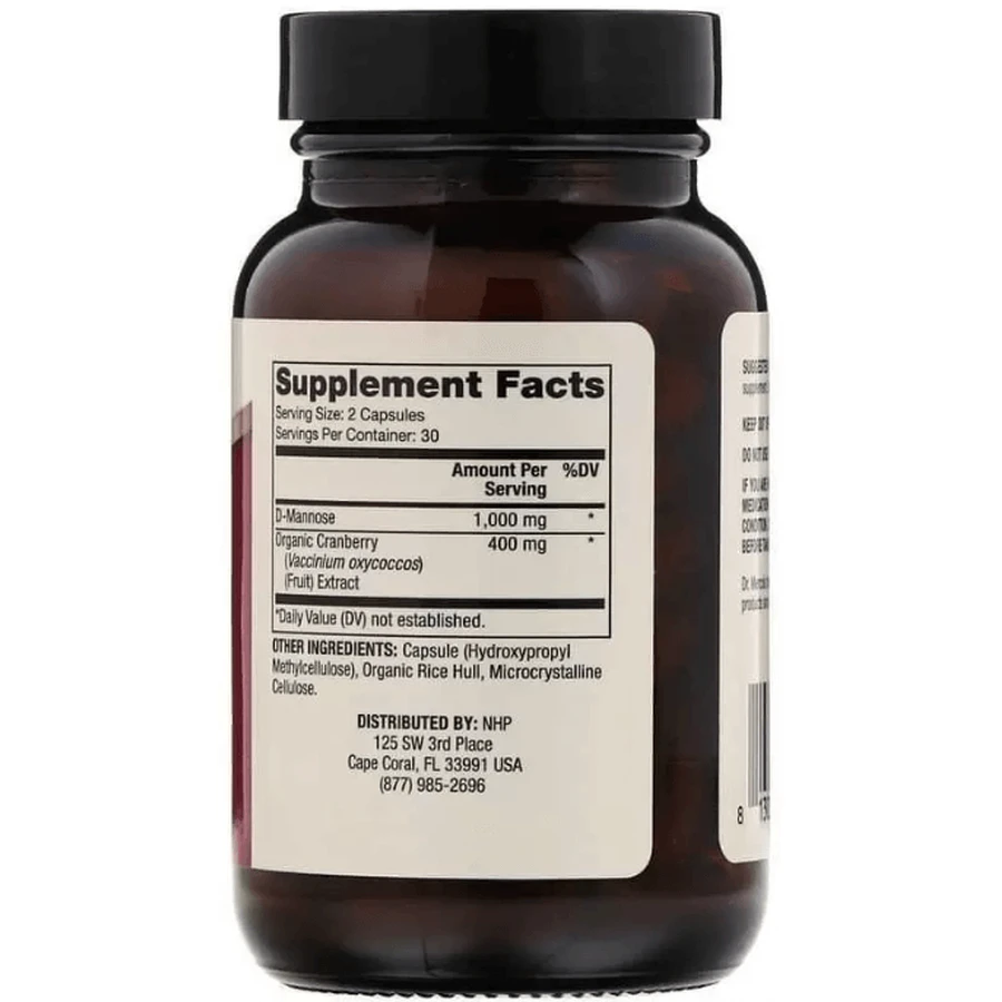 Поддержка почек с клюквой Dr. Mercola D-Mannose and Cranberry, 60 капсул: цены и характеристики