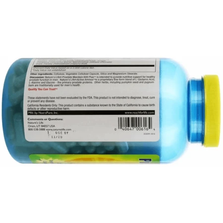 Підтримка простати 600+ Nature's Life Prostate Maintain, 250 вегетаріанських капсул: ціни та характеристики