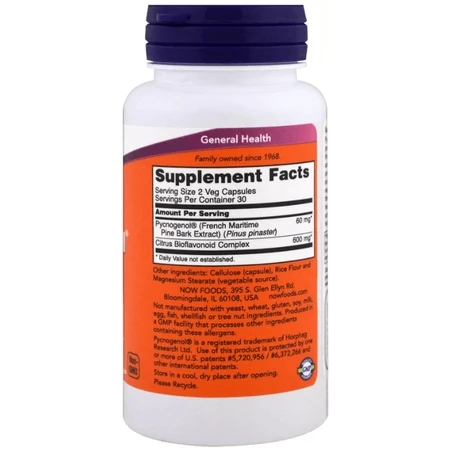 Пікногенол Now Foods Pycnogenol 30 мг, 60 вегетаріанських капсул: ціни та характеристики