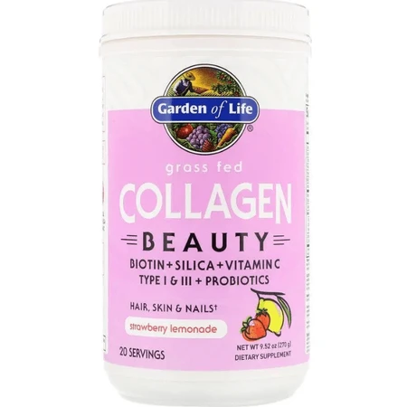 Пептиди колагену Garden of Life Grass Fed Collagen Beauty, полуничний лимонад, порошок, 270 г: ціни та характеристики