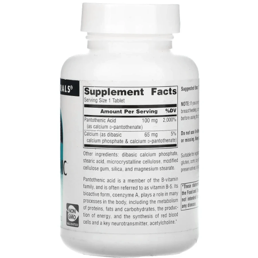 Пантотеновая кислота Source Naturals Pantothenic Acid 100 мг, 250 таблеток: цены и характеристики