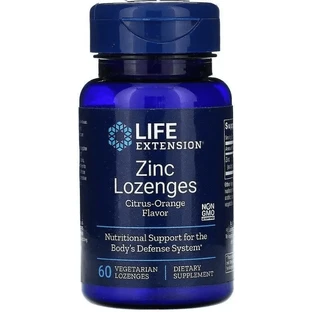 Оксид цинка Life Extension Zinc, апельсиновый вкус, 60 леденцов