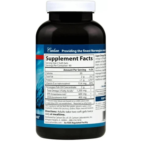 Риб'ячий жир (Омега 3) Carlson Super Omega-3, норвезький, 180 капсул: ціни та характеристики