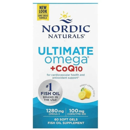 Омега-3 з коензимом Q10 Nordic Naturals Omega + CoQ10 640 мг, 60 капсул: ціни та характеристики