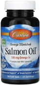Масло лосося Омега-3 Carlson Omega-3 Enriched Salmon Oil 250 мг, норвежское, 50 гелевых капсул