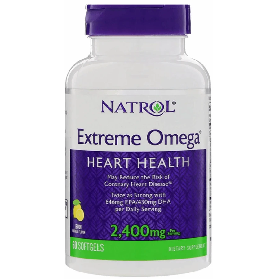 Омега Extreme Natrol Extreme Omega 2400 мг, лимон, 60 капсул: цены и характеристики